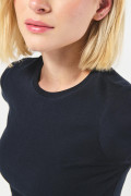 Camiseta cuello redondo azul intensa con corte en espalda