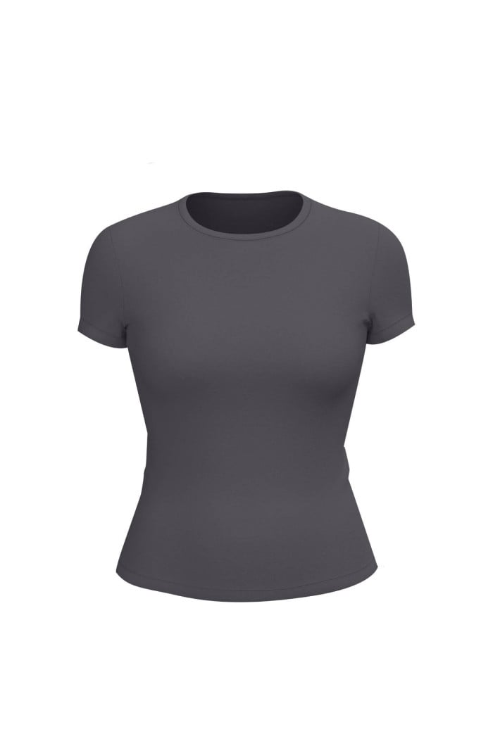 Camiseta ajustada en rib unicolor con manga corta y texturas