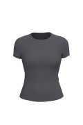 Camiseta ajustada en rib unicolor con manga corta y texturas