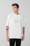 Camiseta college manga ranglan crema oversize