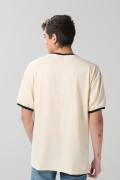 Camiseta oversize kaki manga corta con arte college
