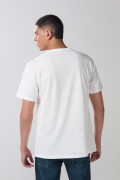 Camiseta hombro rodado unicolor en algodón manga corta