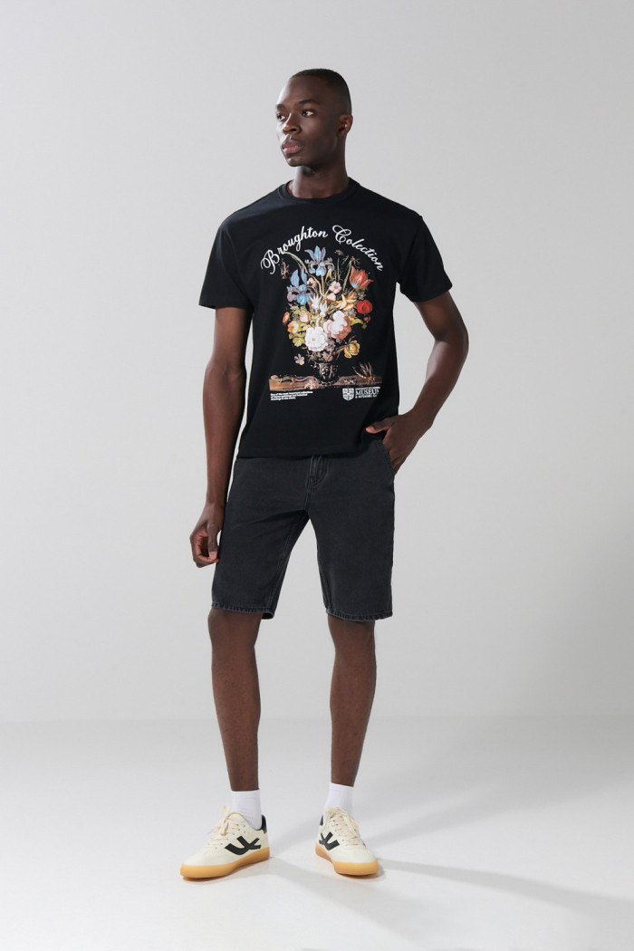 Camiseta artística de Cambridge negra manga corta 
