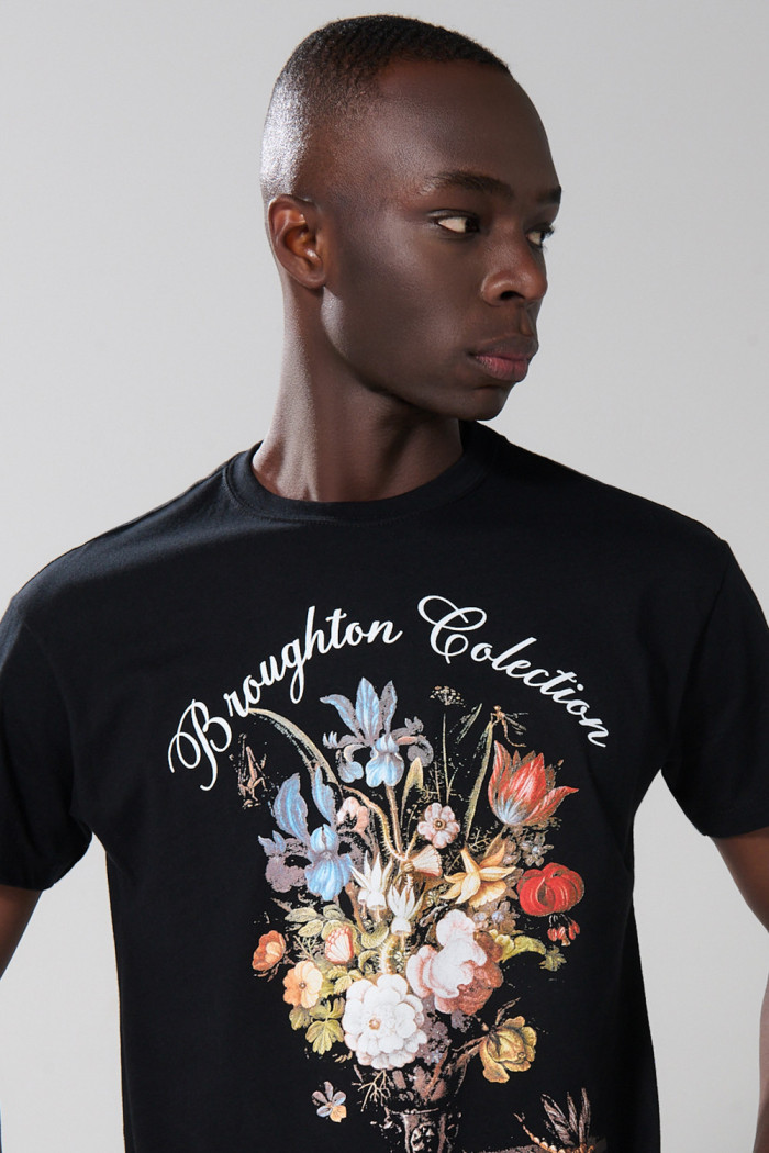 Camiseta artística de Cambridge negra manga corta 
