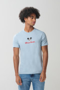 Camiseta manga corta unicolor con arte de Mickey