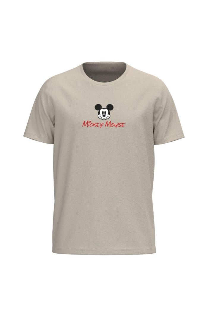 Camiseta manga corta unicolor con arte de Mickey