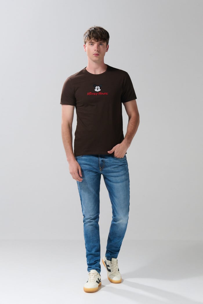 Camiseta manga corta unicolor con arte de Mickey
