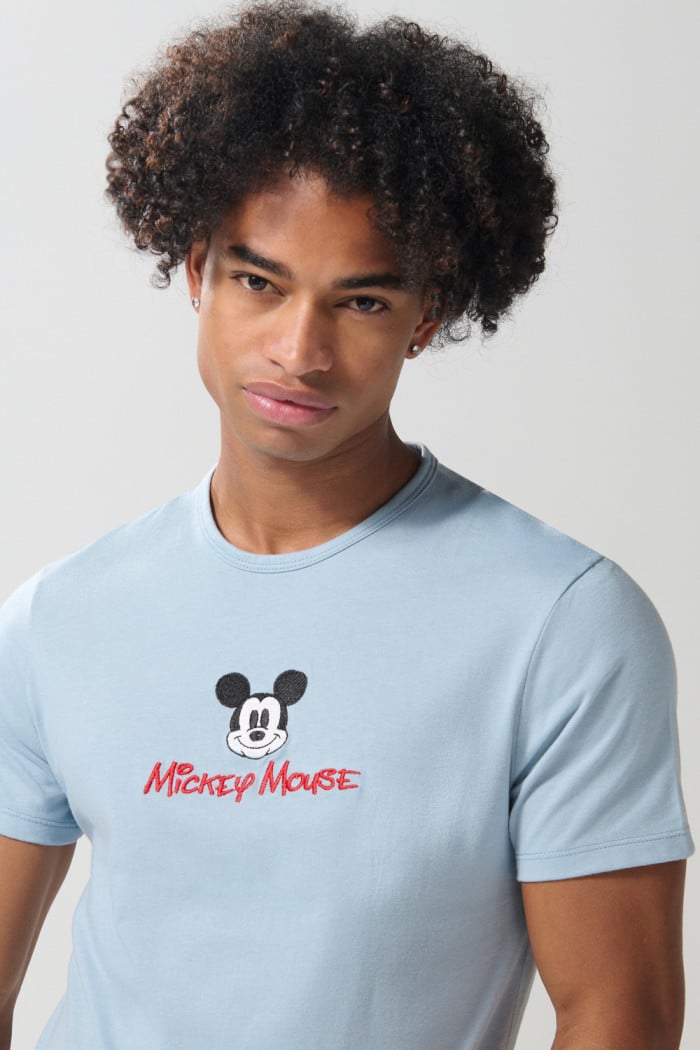 Camiseta manga corta unicolor con arte de Mickey