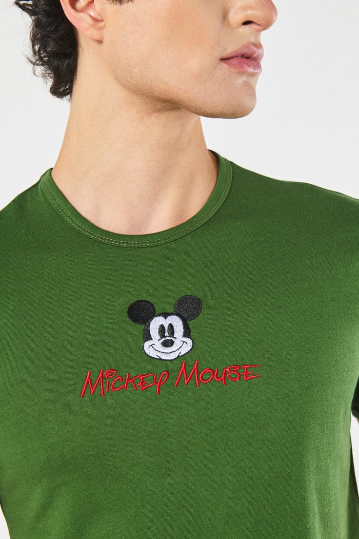 Camiseta manga corta unicolor con arte de Mickey
