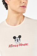 Camiseta manga corta unicolor con arte de Mickey