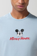 Camiseta manga corta unicolor con arte de Mickey