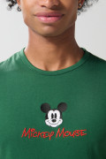 Camiseta manga corta unicolor con arte de Mickey
