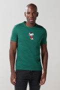 Camiseta unicolor cuello redondo con diseño de Snoopy