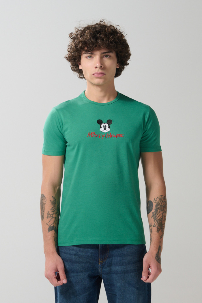 Camiseta en algodón de Mickey unicolor con manga corta