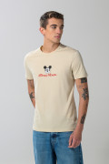 Camiseta cuello redondo de Mickey unicolor en algodón