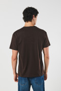 Camiseta cuello redondo unicolor holgada en algodón