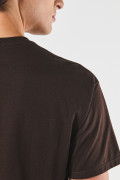 Camiseta cuello redondo unicolor holgada en algodón