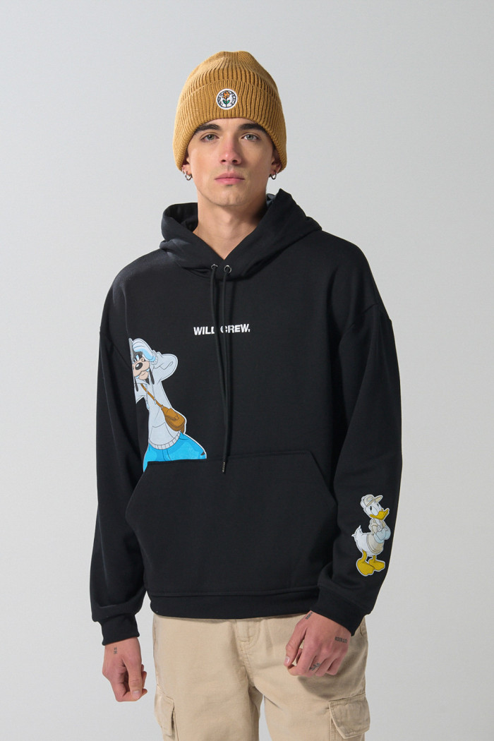 Buzo con capota negro y diseños de Mickey and Friends