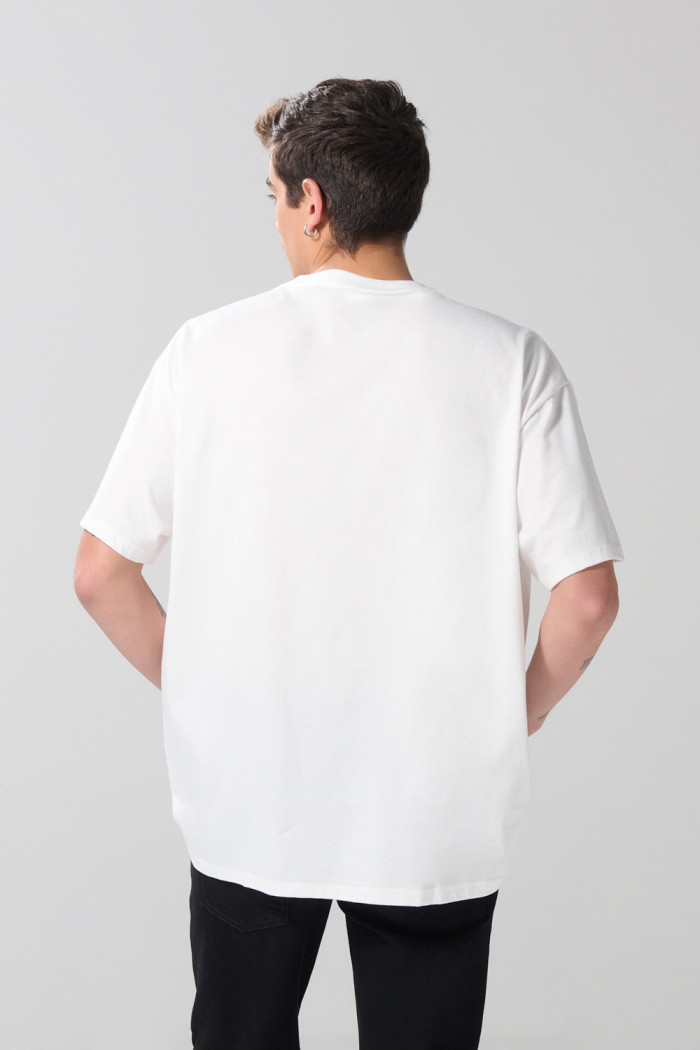 Camiseta oversize de Coca-Cola crema clara manga corta