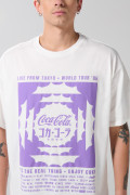 Camiseta oversize de Coca-Cola crema clara manga corta