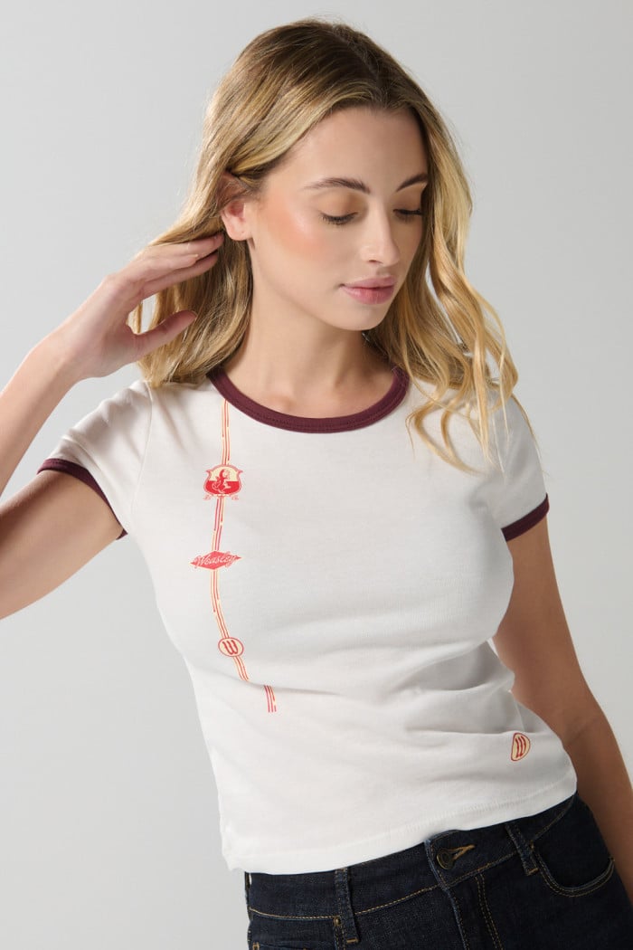 Camiseta de Harry Potter crema manga corta con contrastes