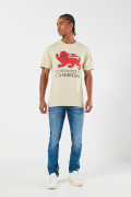 Camiseta kaki con cuello redondo y diseño de Cambridge