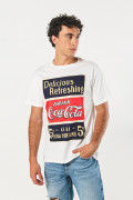Camiseta de Coca-Cola crema clara manga corta