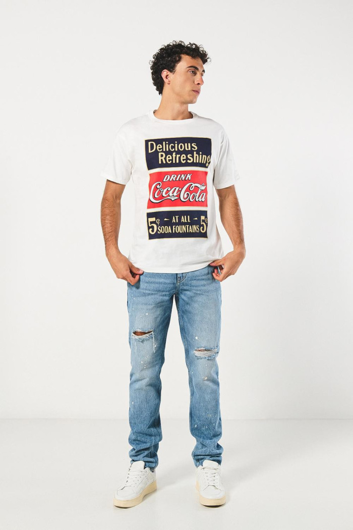 Camiseta de Coca-Cola crema clara manga corta