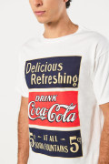 Camiseta de Coca-Cola crema clara manga corta