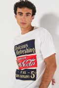 Camiseta de Coca-Cola crema clara manga corta