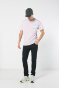 Camiseta cuello redondo unicolor con diseños futuristas