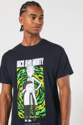 Camiseta cuello redondo azul con arte de Rick and Morty