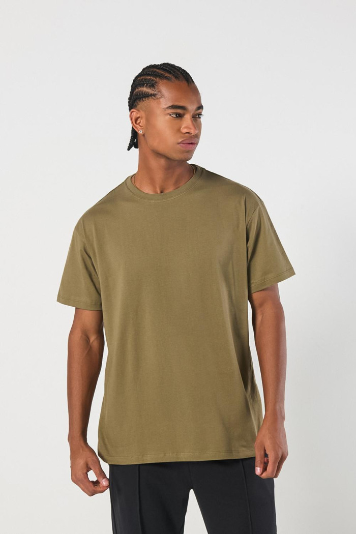 Camiseta en algodón unicolor cuello redondo