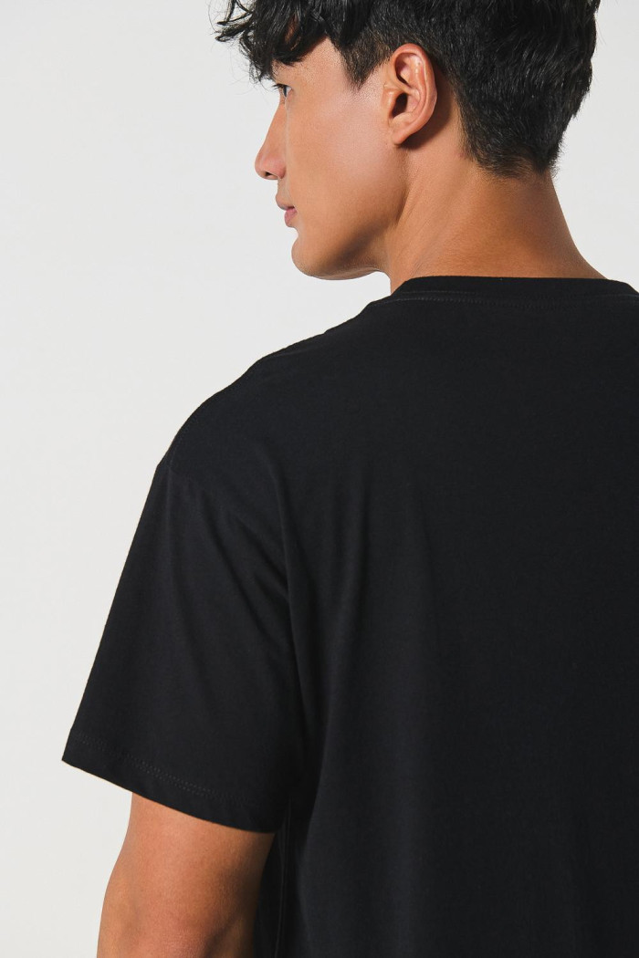 Camiseta en algodón unicolor cuello redondo