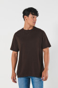 Camiseta manga corta en algodón unicolor con costura