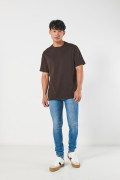 Camiseta manga corta en algodón unicolor con costura