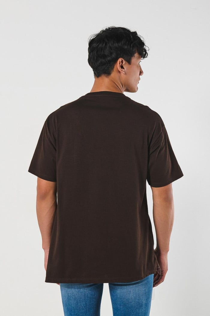 Camiseta manga corta en algodón unicolor con costura