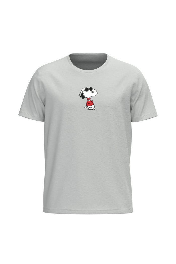 Camiseta cuello redondo unicolor con arte de Snoopy