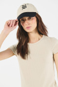Camiseta unicolor en rib texturizada con manga corta