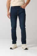 Jean azul oscuro straight leg tiro bajo con bota recta