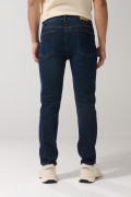 Jean azul oscuro straight leg tiro bajo con bota recta