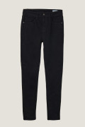 Jean súper skinny ajustado negro con cremallera y tiro bajo