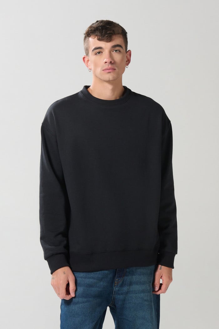 Buzo cuello redondo unicolor para hombre fit oversize