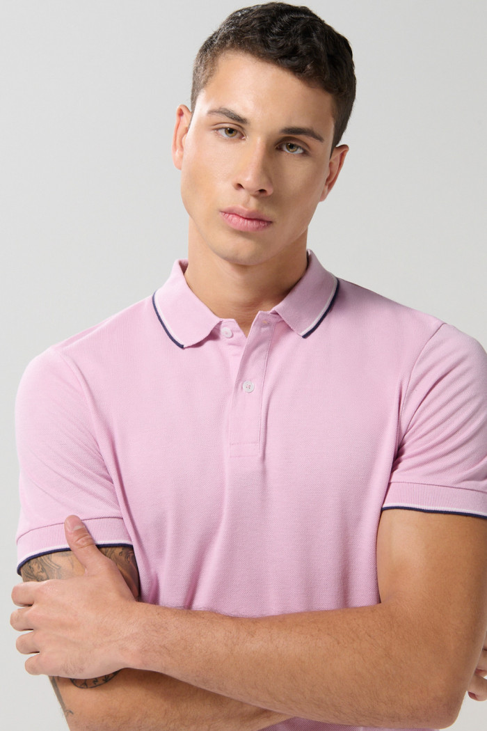 Camiseta Polo unicolor con cuello y puños tejido