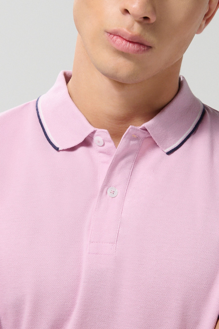 Camiseta Polo unicolor con cuello y puños tejido