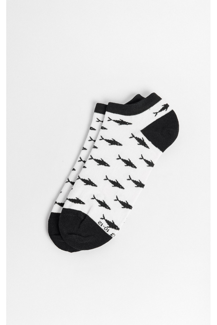 Medias cremas claras tobilleras con diseños de peces
