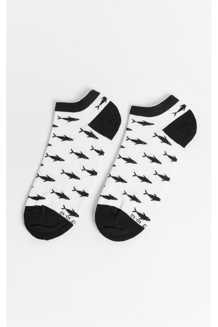Medias cremas claras tobilleras con diseños de peces