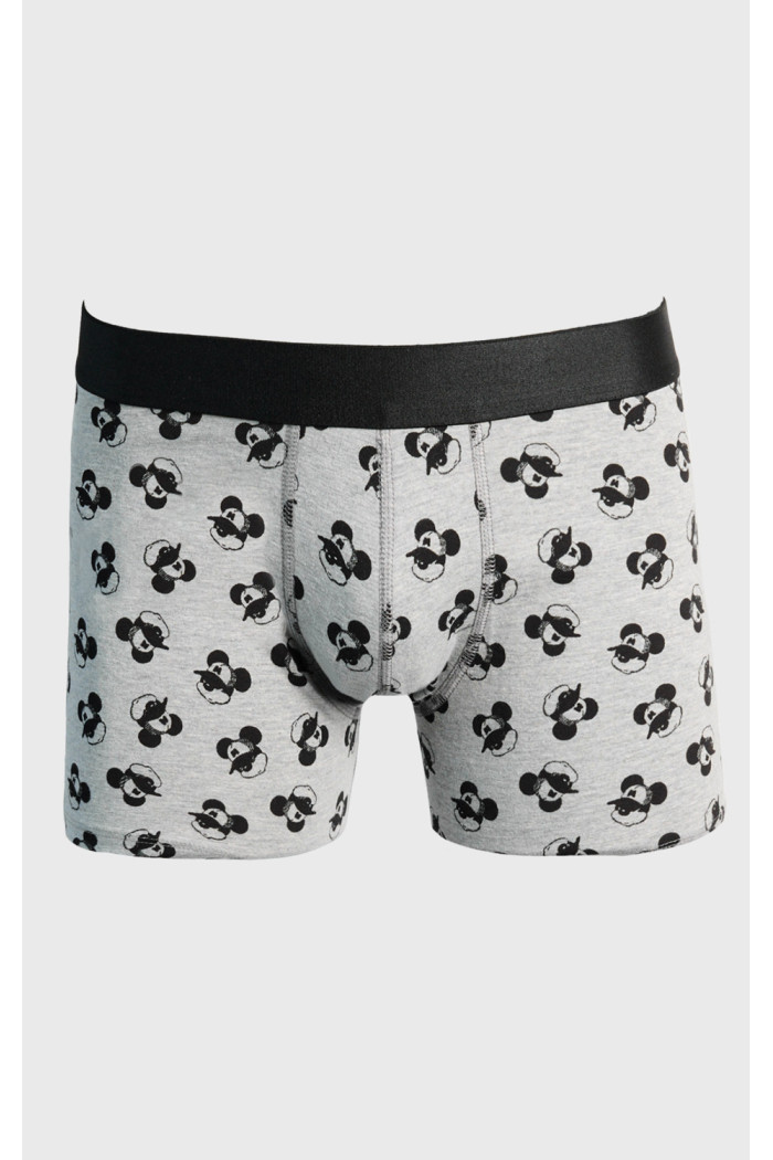 Bóxer gris brief- medio con diseños de Mickey y elástico

