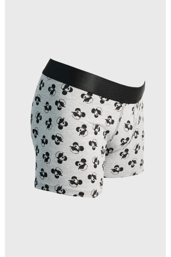 Bóxer gris brief- medio con diseños de Mickey y elástico
