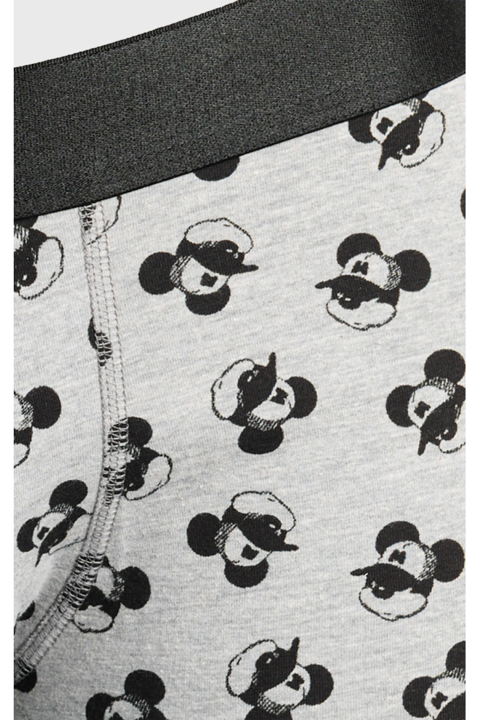 Bóxer gris brief- medio con diseños de Mickey y elástico
